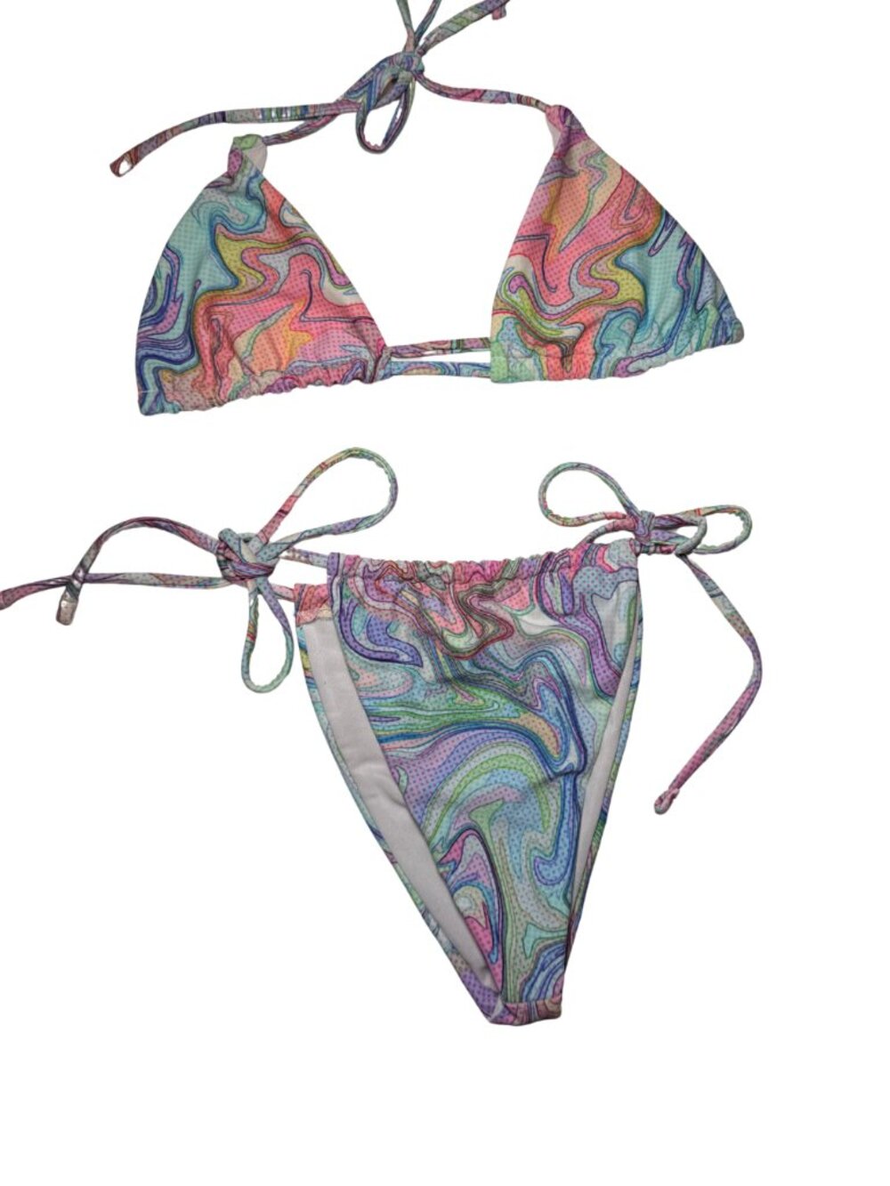 String Bikini Swim Suit + Sheer Cover Up